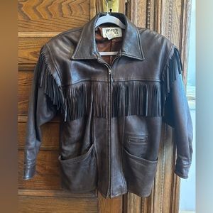 Vintage 100% genuine leather fringe jacket